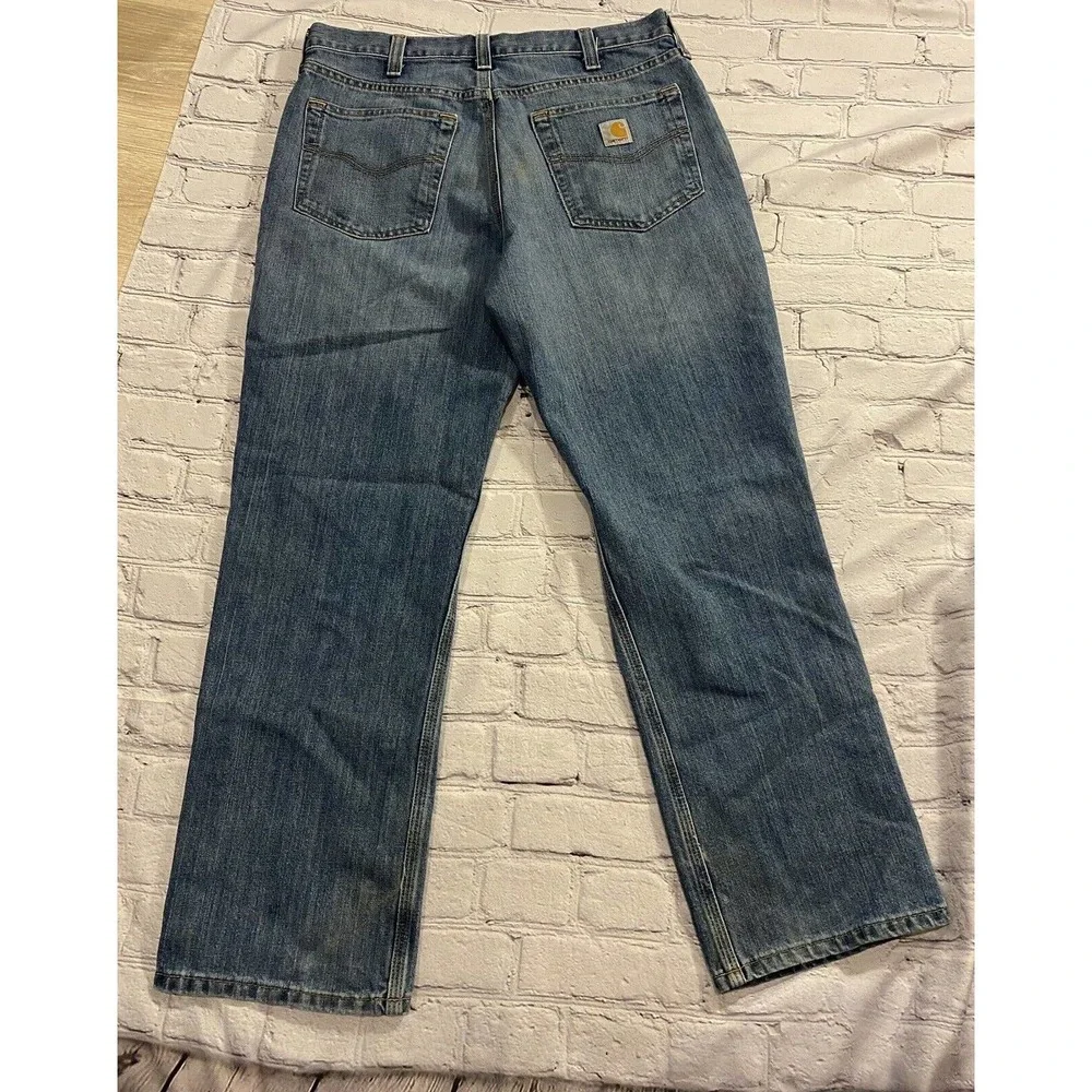 Vintage Mens Carhartt Blue Jeans CLEAN Size 34x29 Distressed Denim Pants Ripped